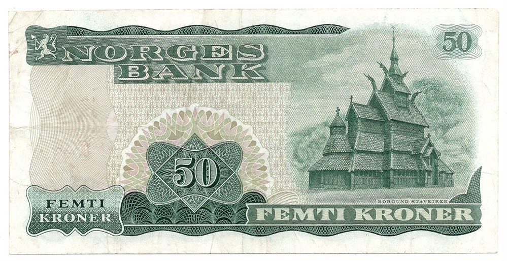 50 kroner 1972 Z.0018594. Erstatningsseddel. R-seddel. Kv.1/1+