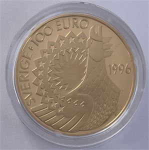 Sverige 100 euro 1996 Selma Lagerløf 8,5 g.gull Kv.Proof