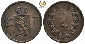 2 øre 1889 Oscar II. Kv.0/01