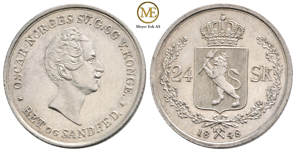 24 skilling 1848 Oscar I. Kv.0