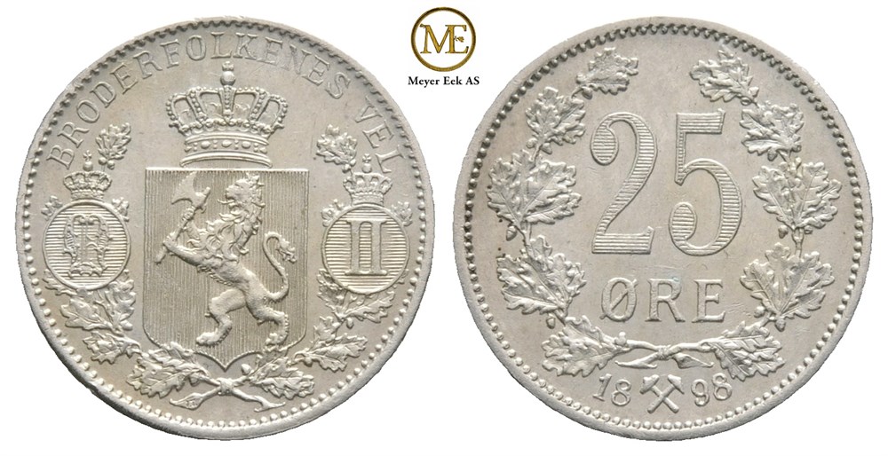 25 øre 1898 Oscar II. Kv.0/01