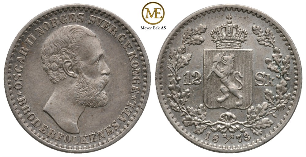 12 skilling 1873 Oscar II. Kv.01