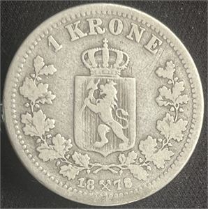 1 krone 1878 Ex.RMF 40 års jub. Kv.1-