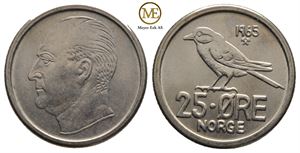 25 øre 1965 Olav V. Prakt