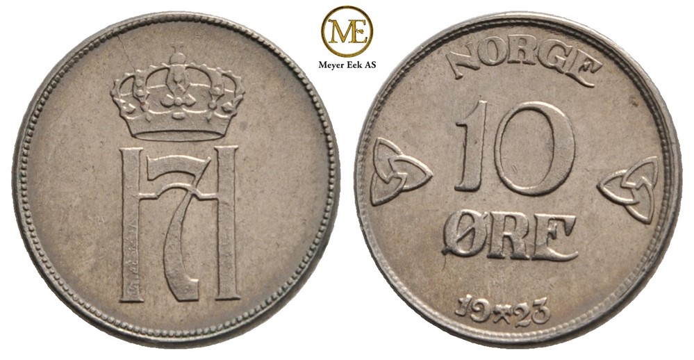 10 øre 1923 Haakon VII. Kv.0