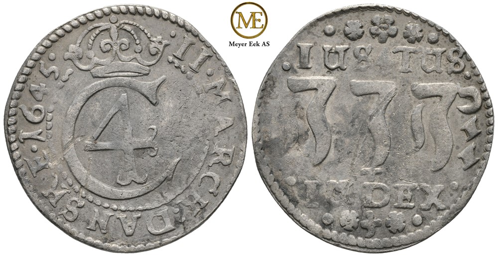 2 mark 1645 Christian IV. Kv.1+