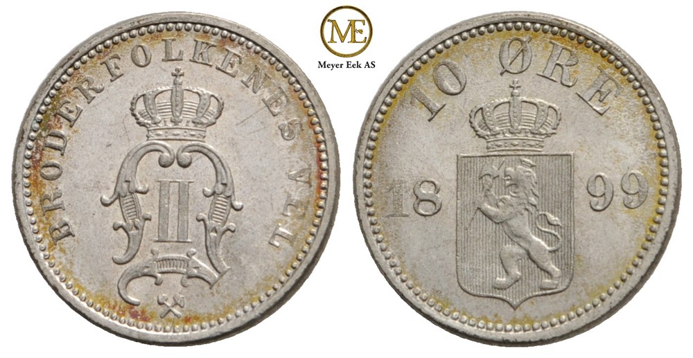 10 øre 1899 Oscar II. Kv.0