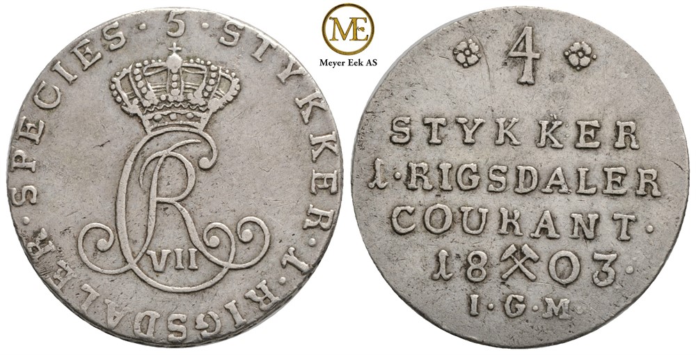 24 skilling 1803 Christian VII. Ex. Bruun Rasmussen 2015. NMD.44. Kv.1+