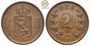 2 øre 1884 Oscar II. Kv.0