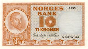 10 kroner 1955 G