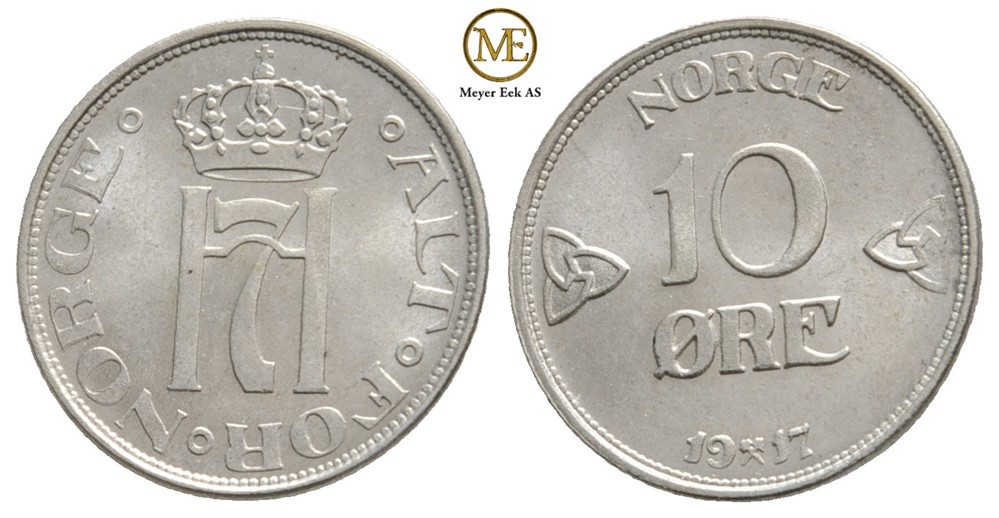 10 øre 1917 Haakon VII. Kv.0