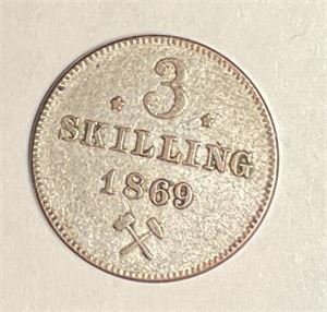 3 skilling 1869 stj kv 1+