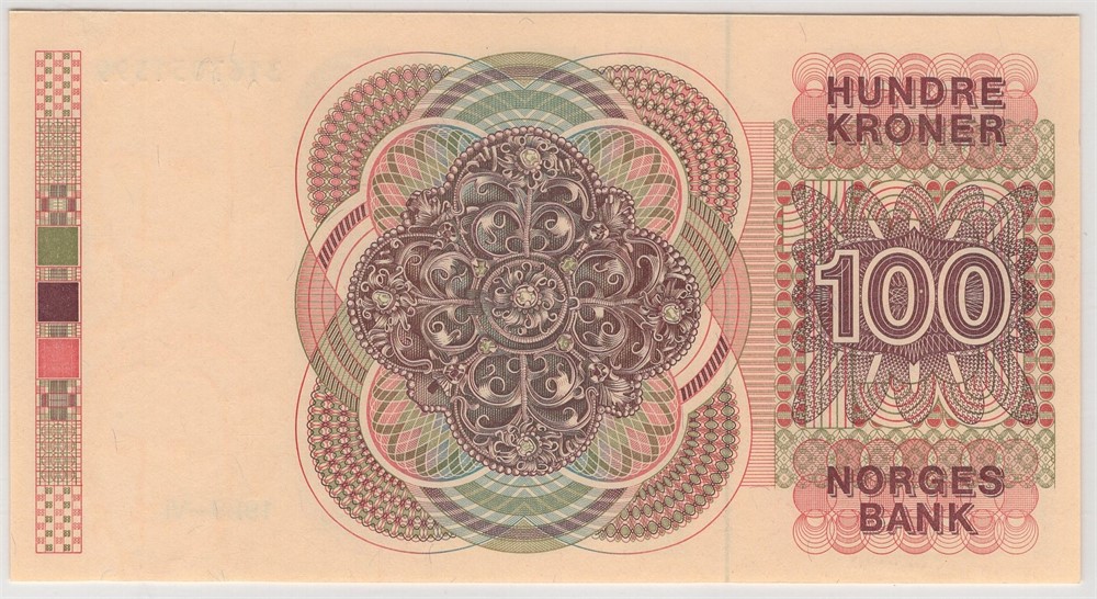 100 kroner 1989. VI utgave. Kv.0