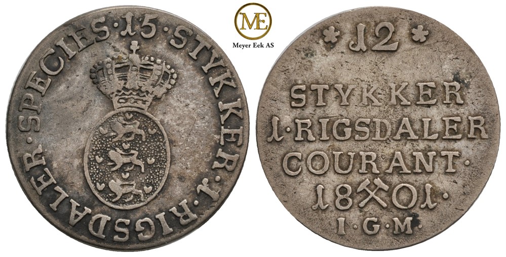 8 skilling 1801 Christian VII. NMD.72. Kv.1