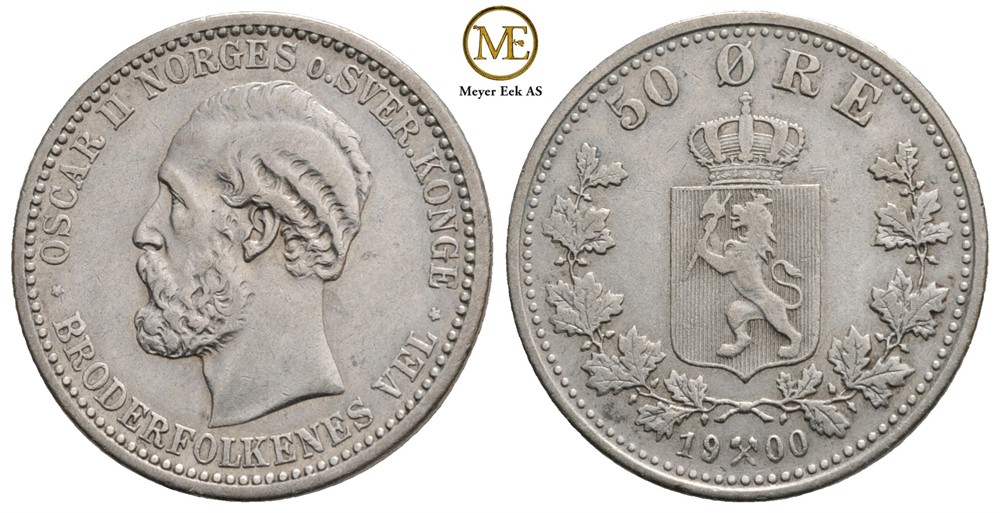 50 øre 1900 Oscar II. Kv.1+