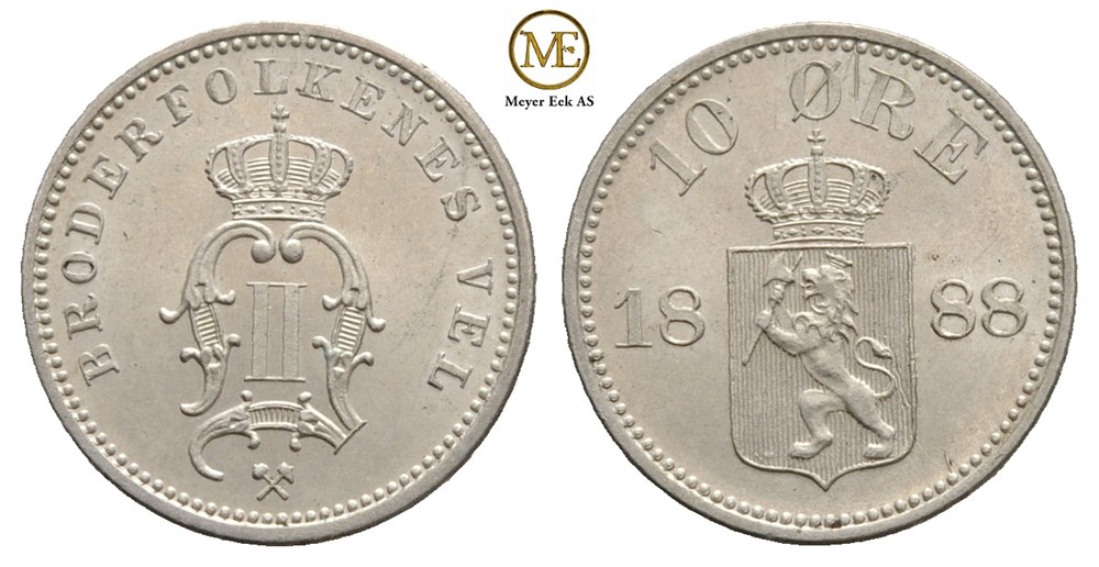 10 øre 1888 Oscar II. Kv.0