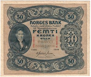 50 kroner 1938 B.5681965. Kv.1+