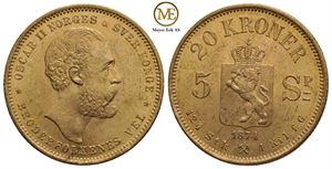20 kroner/5 Spc. 1874 Oscar II. Kv.01