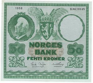 50 kroner 1958 D.0030148. Kv.1+/01