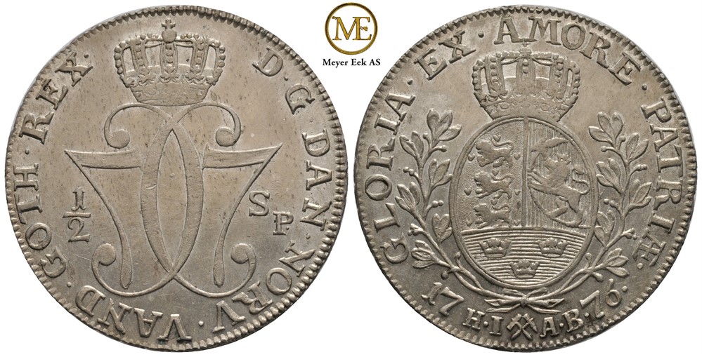 1/2 speciedaler 1776 Christian VII. Kv.0/01