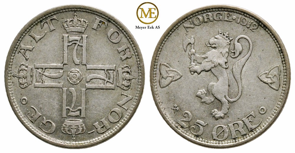 25 øre 1912 Haakon VII. Kv.1+/01
