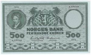 500 kroner 1974 A.5391844. Kv.01