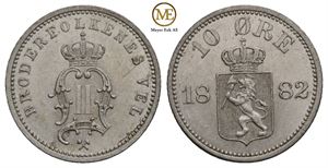 10 øre 1882 Oscar II. Kv.0