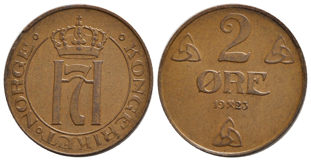 2 øre 1923 Haakon VII. Kv.0
