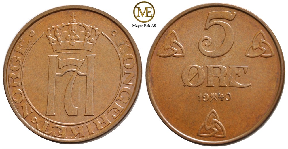5 øre 1940 Haakon VII. Kv.0