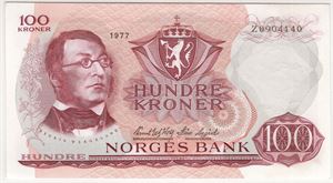 100 kroner 1977 Z. Erstatningsseddel. Kv.01