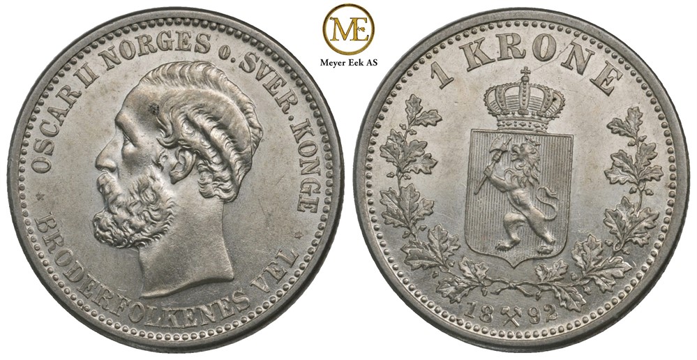1 krone 1892 Oscar II. Kv.0