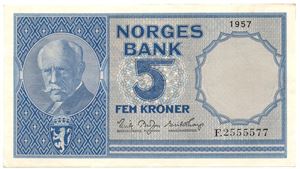 5 kroner 1957 F. Kv.0/01