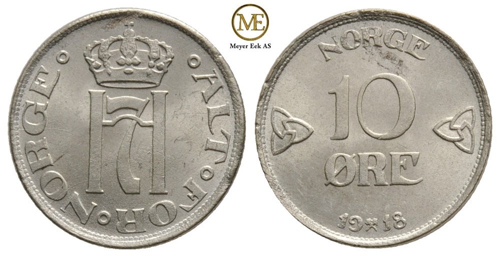 10 øre 1918 Haakon VII. Kv.0