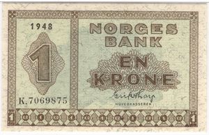 1 krone 1948 K.7069875. 65 EPQ. Kv.0