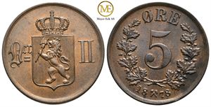 5 øre 1878 Oscar II. Kv.0