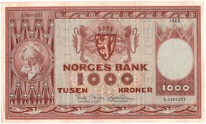 1000 kroner 1965 A.2208227. Kv.1/1+