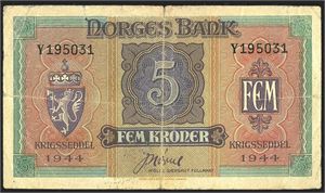 5 kr 1944Y London kv. 1-