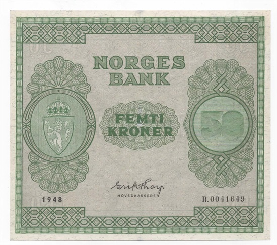 Norge 50 kroner 1948 B kv. 01
