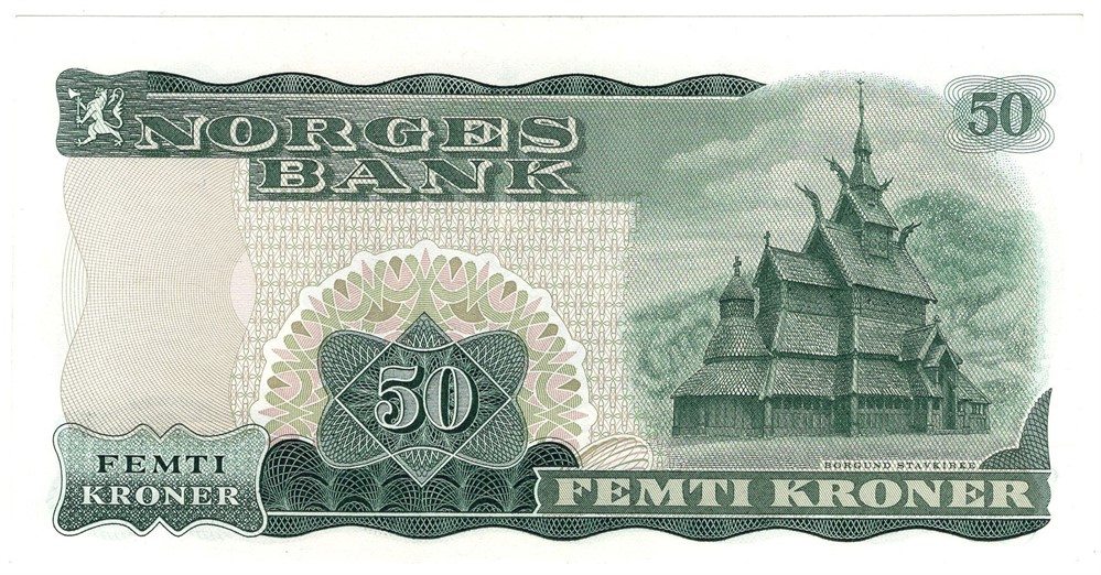 50 kroner 1966 X.1181387. Erstatningsseddel. Kv.0