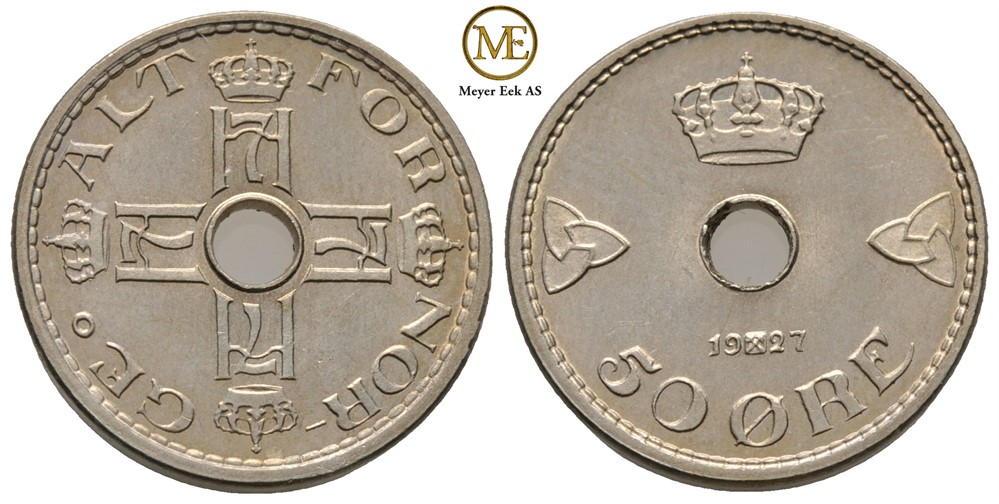 50 øre 1927 Haakon VII. Prakt eksemplar