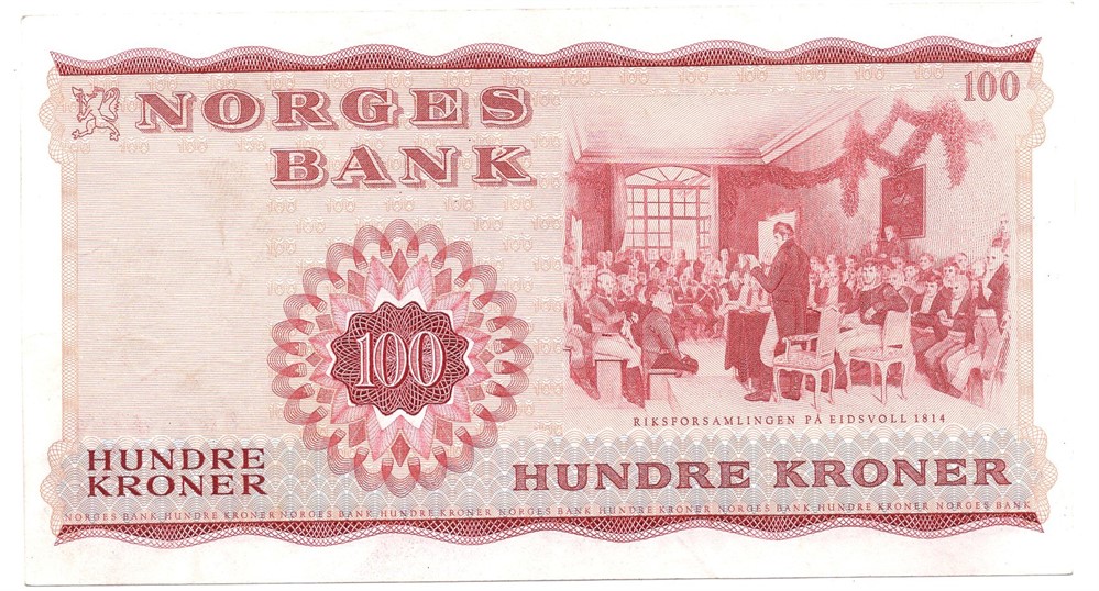 100 kroner 1970 Z.1239264. 1-million erstatningsseddel. Kv.0/01