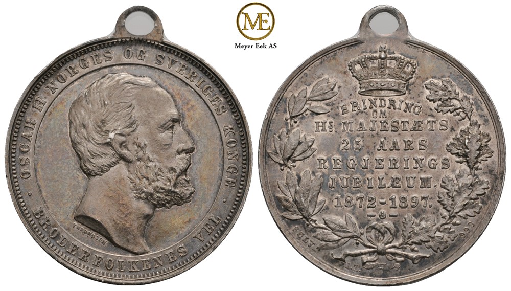 Oscar II 25 års regjering 1897. Sølv med hempe. 01