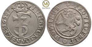 2 mark 1656 Frederik III. Kv.1+
