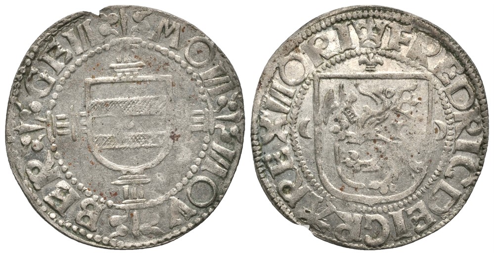 Skilling, Bergen u/år Frederik I (1524-1533) Kv.0/01