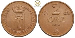 2 øre 1937 Haakon VII. Kv.0