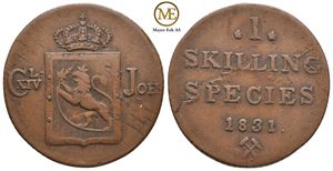 Skilling 1831/28 Carl XIV Johan. Kv.1/1+