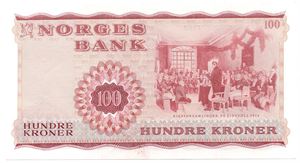 100 kroner 1968 Z.1052836. 1-million erstatningsseddel. Kv.0