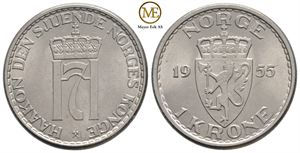 1 krone 1955 Haakon VII. Kv.0