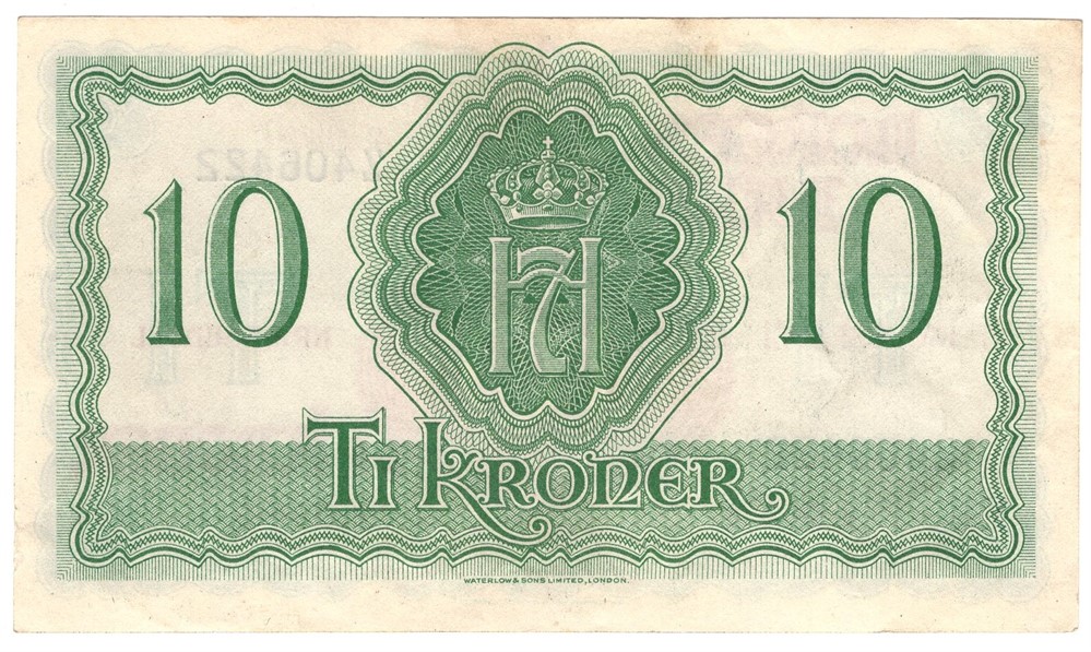 10 kroner 1944 Z.406422.  Kv.0/01