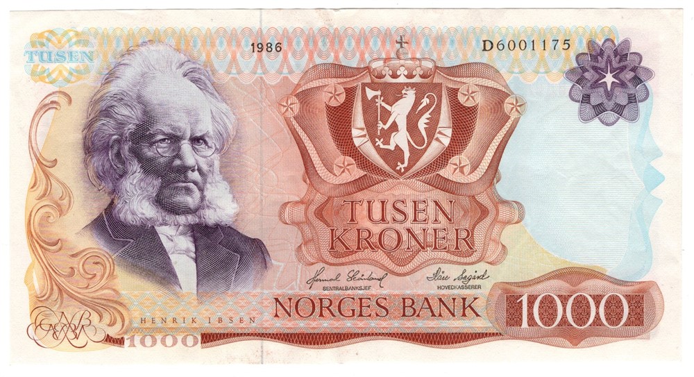 1000 kroner 1986 D.6001175. Kv.1+
